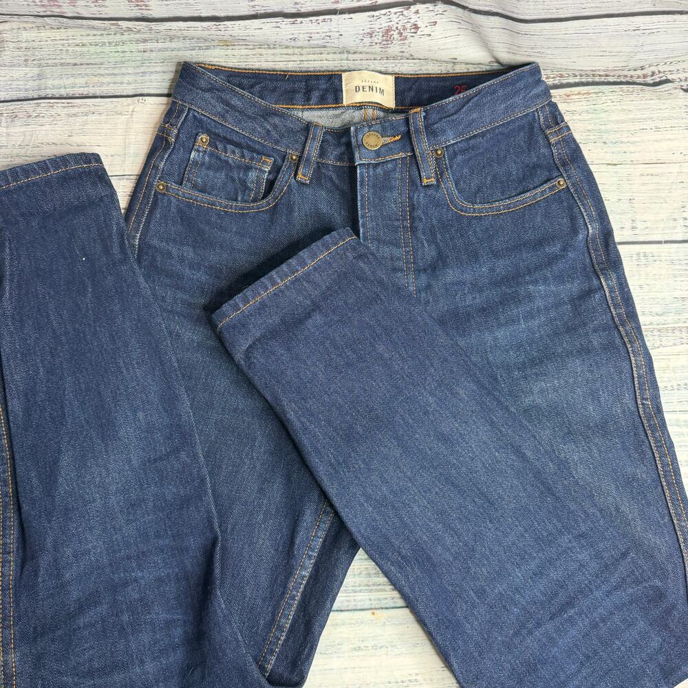Sezane Denim Jeans Womens 25 Button Fly Straight Leg French Paris Minimalist